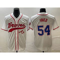 Atlanta Braves #54 Max Fried White Jereymy Cool Base With Patch Stitched Jersey 2
