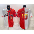 Houston Astros #10 Yuli Gurriel White Orange Jereymy Split Stitched Jerseys