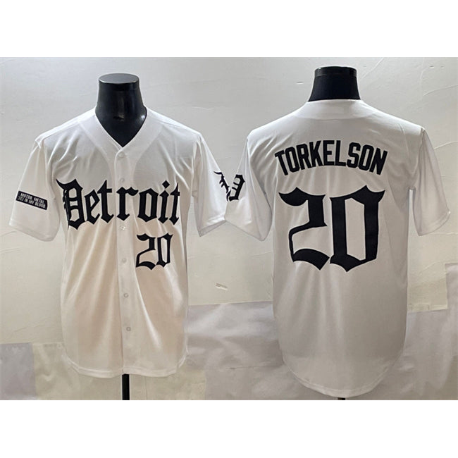 Detroit Tigers #20 Spencer Torkelson White Jereymy 'Motor Gothic Edition' Vapor Premier Limited Stitched Jersey