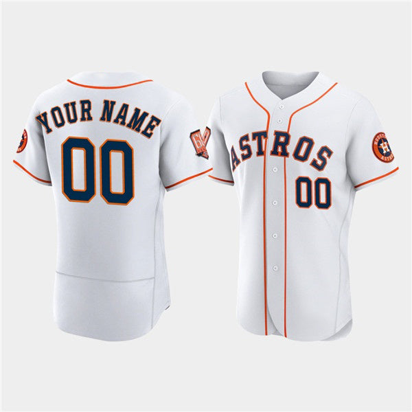 Custom Houston Astros Active Player White Jereymy 60th Anniversary Flex Base Stitched Jersey