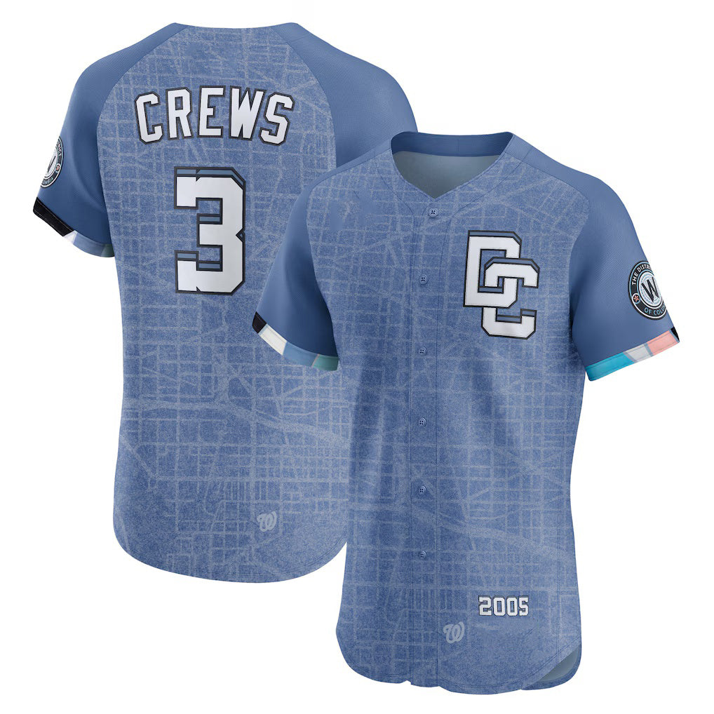 Washington Nationals #3 Dylan Crews Blue Jereymy 2025 City Connect Elite Player Jersey