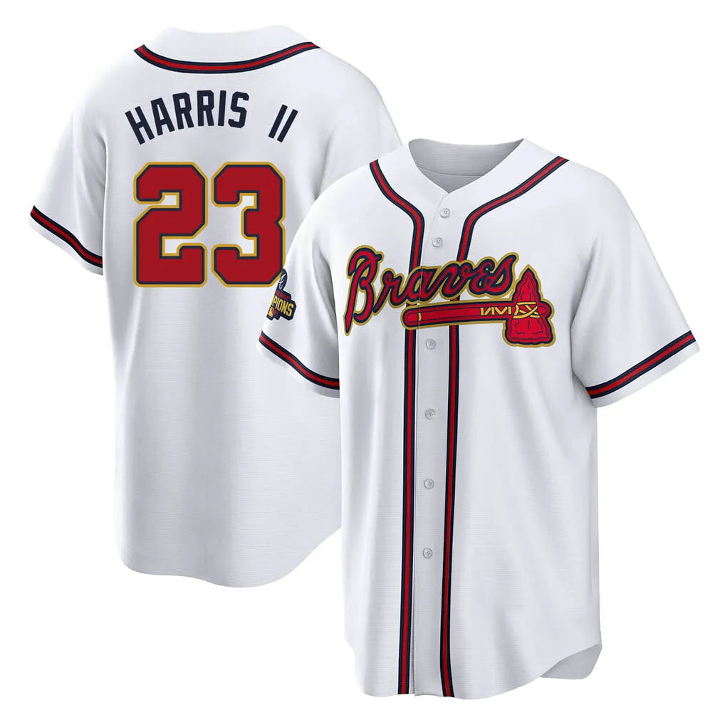 Atlanta Braves #23 Michael Harris II Player White Gold Jereymy Home Game Stitched Jerseys