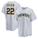 Milwaukee Brewers #22 Christian Yelich White Jereymy Alternate Replica Player Jersey