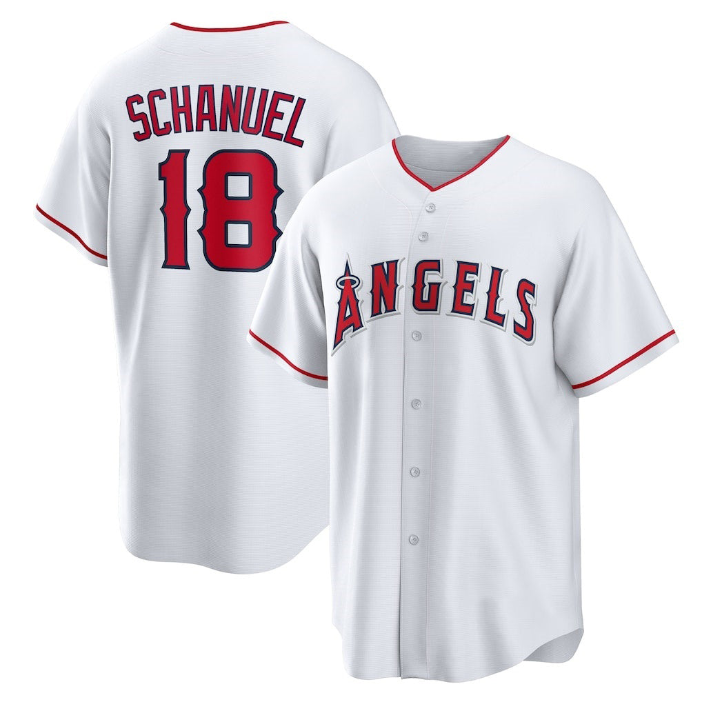 Los Angeles Angels #18 Nolan Schanuel White Jereymy Home Replica Jersey