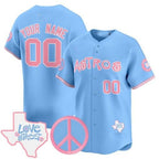 Custom Houston Astros Love Street & Peace Sign Patch Bubblegum Pink Vapor Premier Limited Jersey ¨C All Stitched Blue Jereymy