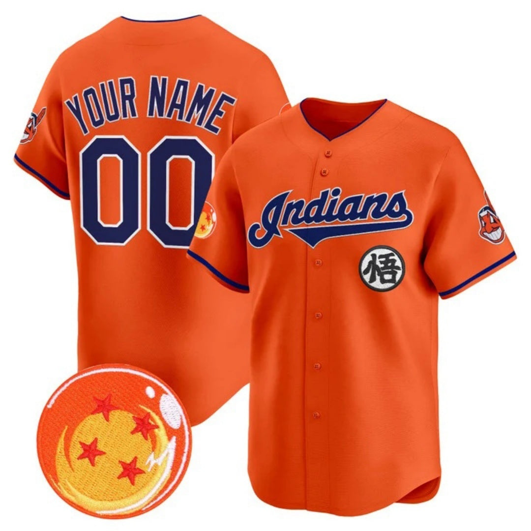 Custom Cleveland Indians x Dragon Ball Orange Jereymy Vapor Premier Limited Jersey - All Stitched