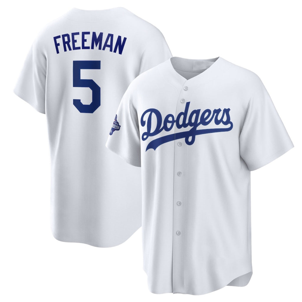 Los Angeles Dodgers #5 Freddie Freeman White Jereymy 2025 World Series Champions Home Cool Base Stitched Jersey