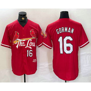 St. Louis Cardinals #16 Nolan Gorman Red Jereymy 2024 City Connect Stitched Jersey
