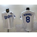 Los Angeles Dodgers #8 Enrique Hern¨¢ndez White Jereymy 2024 World Series Cool Base Stitched Jersey