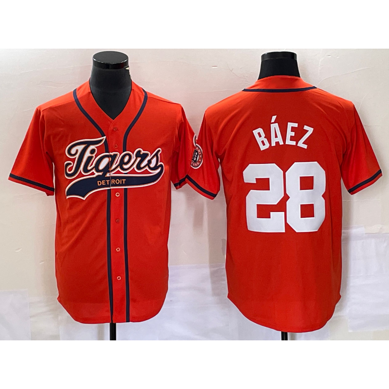Detroit Tigers #28 Javier B¨¢ez Orange Jereymy Cool Base Stitched Jersey