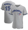 Toronto Blue Jays #15 Whit Merrifield Gray Jereymy Road Flex Base Player Jersey
