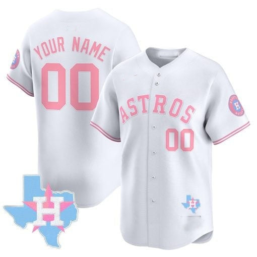 Custom Houston Astros White Jereymy Bubblegum Pink Vapor Premier Limited Jersey ¨C All Stitched