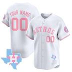 Custom Houston Astros White Jereymy Bubblegum Pink Vapor Premier Limited Jersey ¨C All Stitched