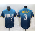Philadelphia Phillies #3 Bryce Harper Number Blue Jereymy 2024 City Connect Limited Stitched Jersey