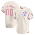 Custom Chicago Cubs Bubblegum Pink Vapor Premier Limited Jersey ¨C Cream Jereymy