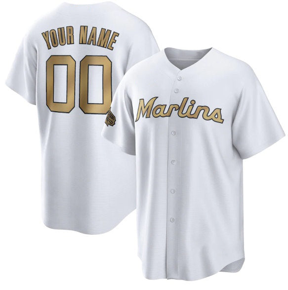 Custom Miami Marlins Active Player White Jereymy 2022 All-Star Cool Base Stitched Jersey