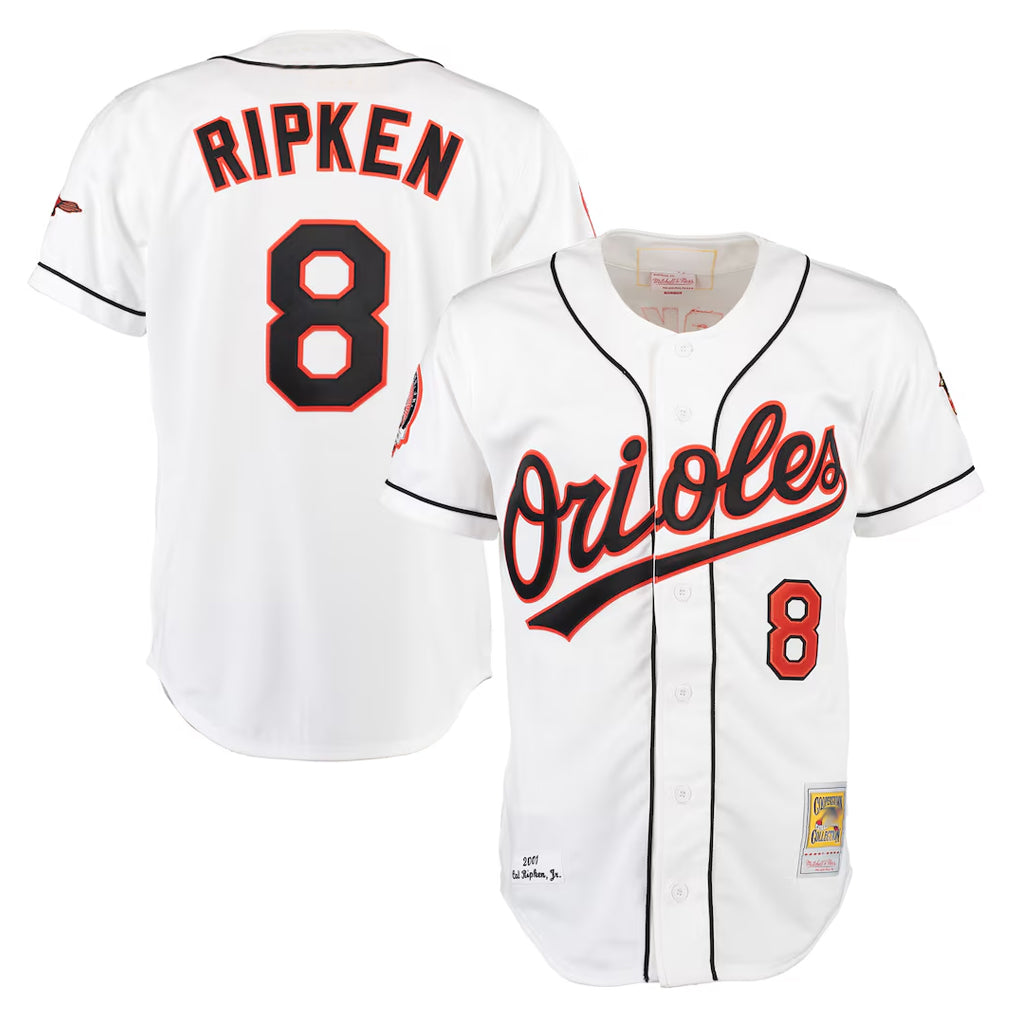 Baltimore Orioles #8 Cal Ripken Player White Jereymy Mitchell & Ness Home Game Stitched Jerseys