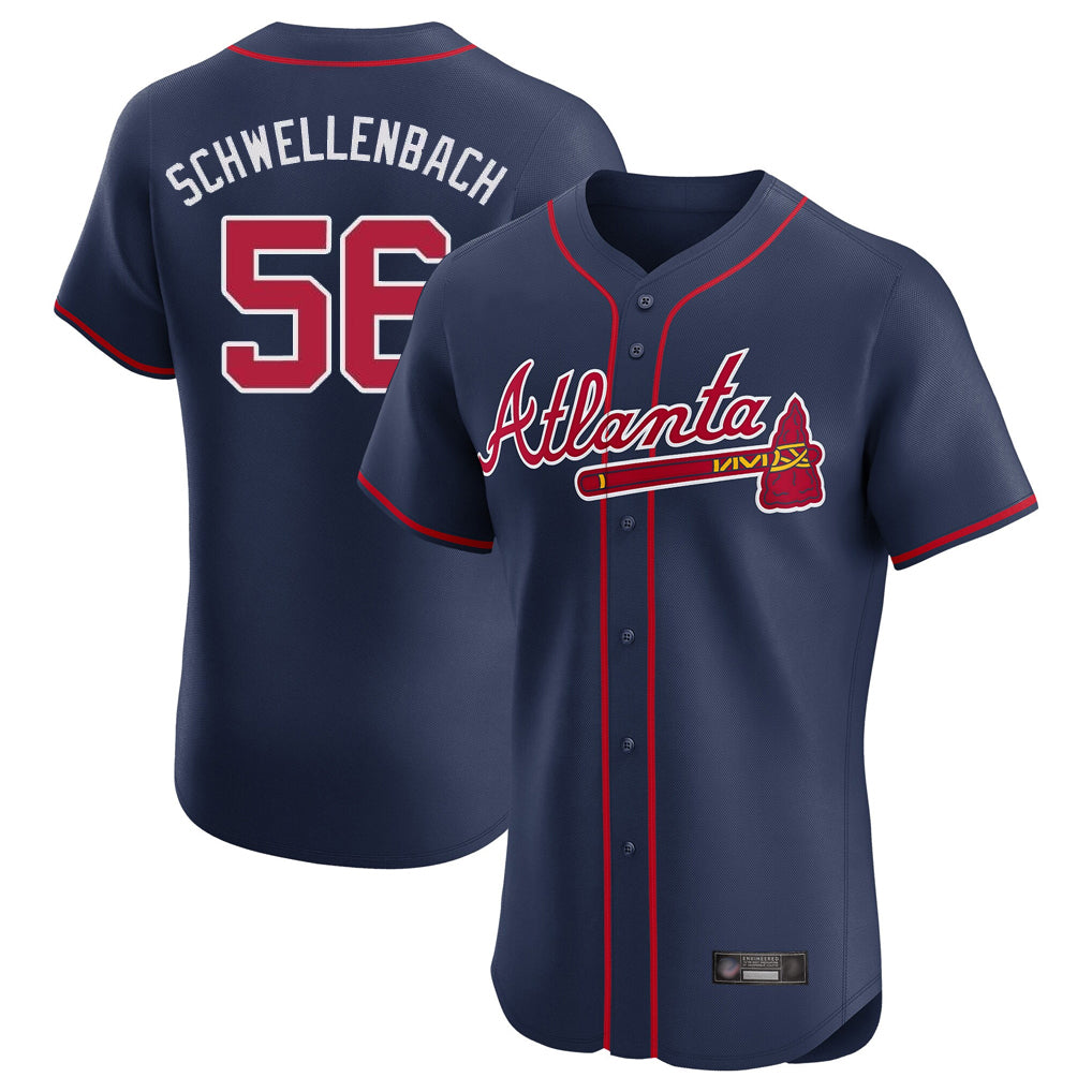 Atlanta Braves #56 Spencer Schwellenbach Player Navy Jereymy Limited Elite Home Game Stitched Jerseys