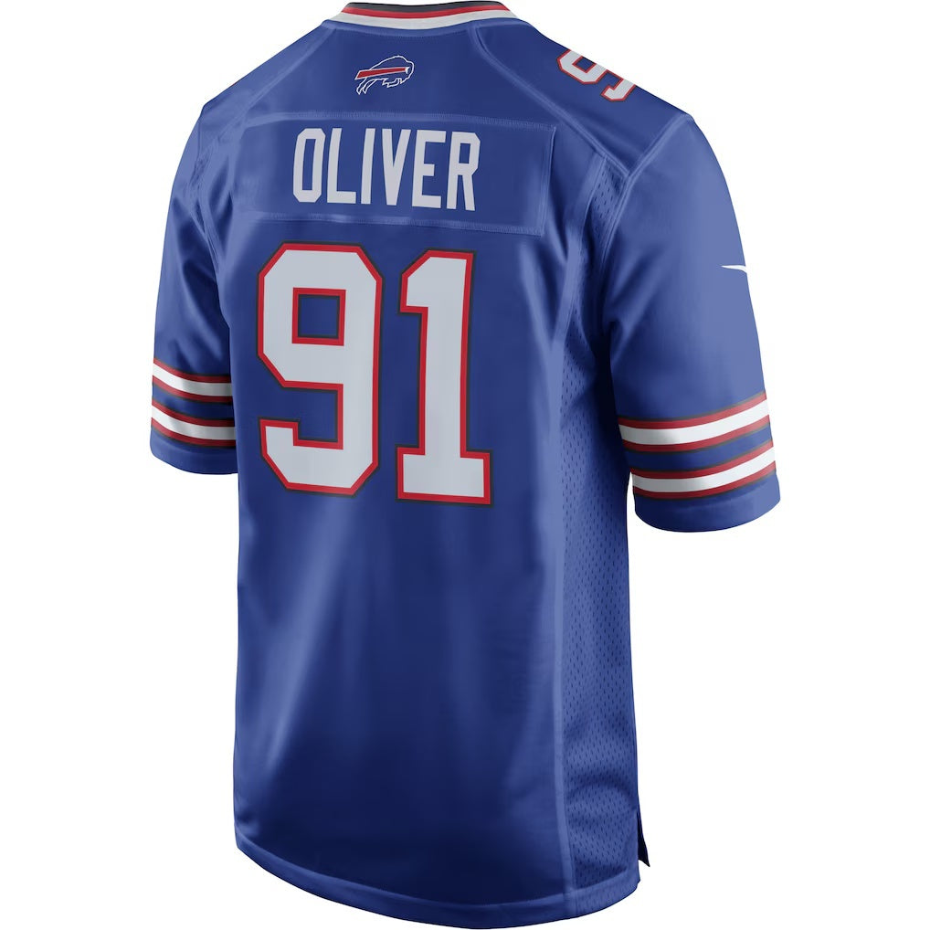 B.Bills #91 Ed Oliver Royal Jereymy Team Game Player Jersey