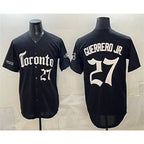Toronto Blue Jays #27 Vladimir Guerrero Jr Black Jereymy Gothic North Edition Limited Stitched Jersey
