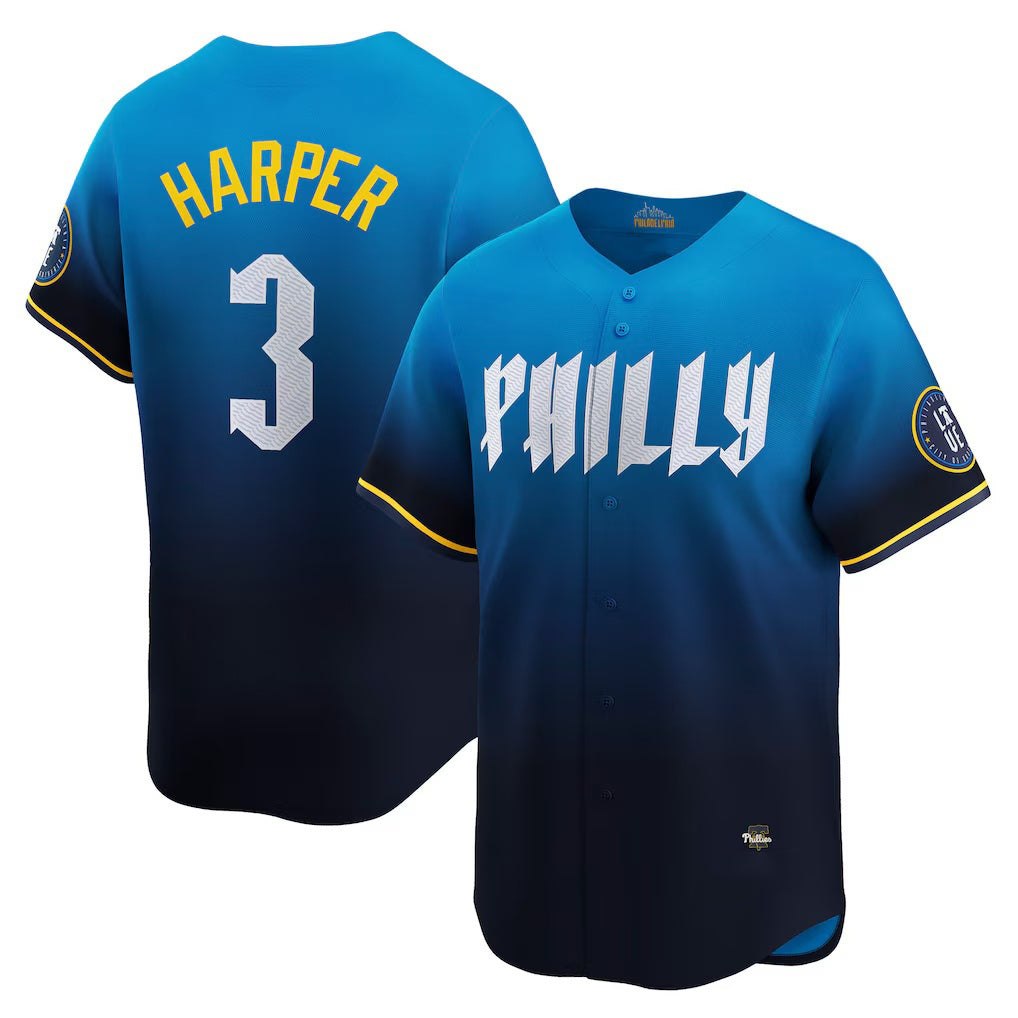 Philadelphia Phillies #3 Bryce Harper Blue Jereymy City Connect Limited Player Jersey