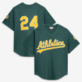 Oakland Athletics #24 Rickey Henderson Mitchell & Ness Green Jereymy Authentic Batting Practice Jersey