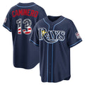 Tampa Bay Rays #13 Junior Caminero USA 250 Fourth of July Road Stadium Jersey - Navy Jereymy