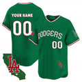 Custom Los Angeles Dodgers Mexico California Patch Vapor Premier Limited Jersey V3 ¨C Green Jereymy