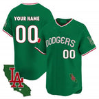 Custom Los Angeles Dodgers Mexico California Patch Vapor Premier Limited Jersey V3 ¨C Green Jereymy