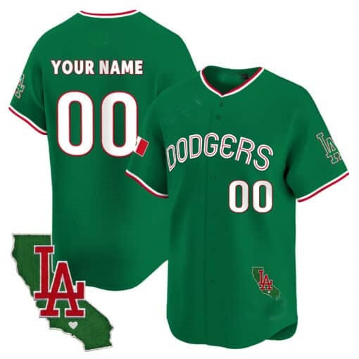 Custom Los Angeles Dodgers Mexico California Patch Vapor Premier Limited Jersey V3 ¨C Green Jereymy