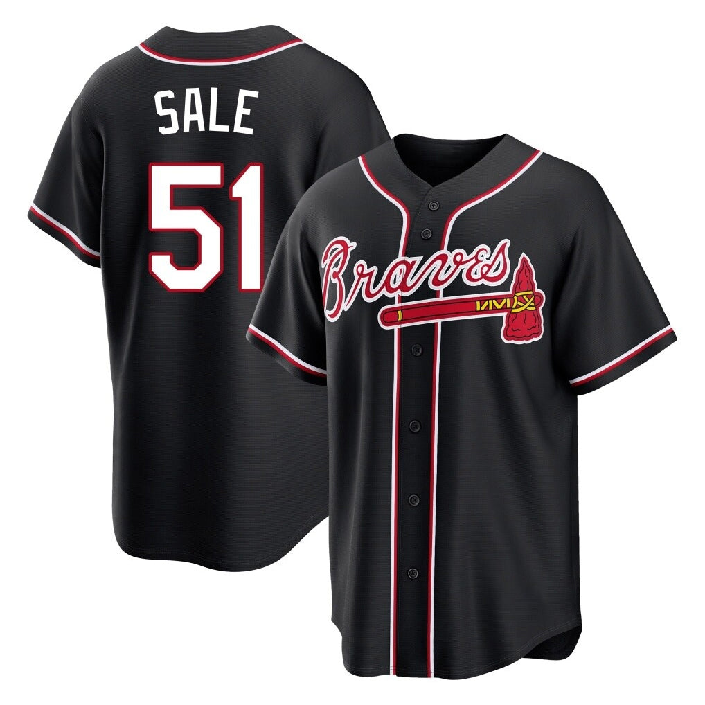 Atlanta Braves #51 Chris Sale Player Black Jereymy Fashion Out Game Stitched Jerseys