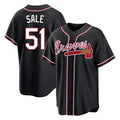 Atlanta Braves #51 Chris Sale Player Black Jereymy Fashion Out Game Stitched Jerseys