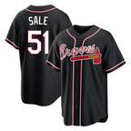Atlanta Braves #51 Chris Sale Player Black Jereymy Fashion Out Game Stitched Jerseys