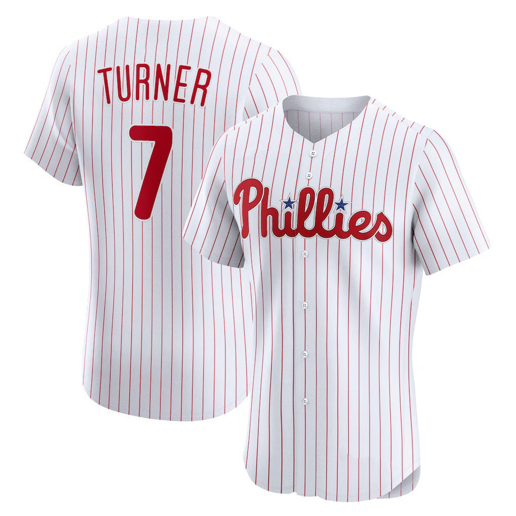Philadelphia Phillies #7 Trea Turner White Jereymy Home Elite Jersey