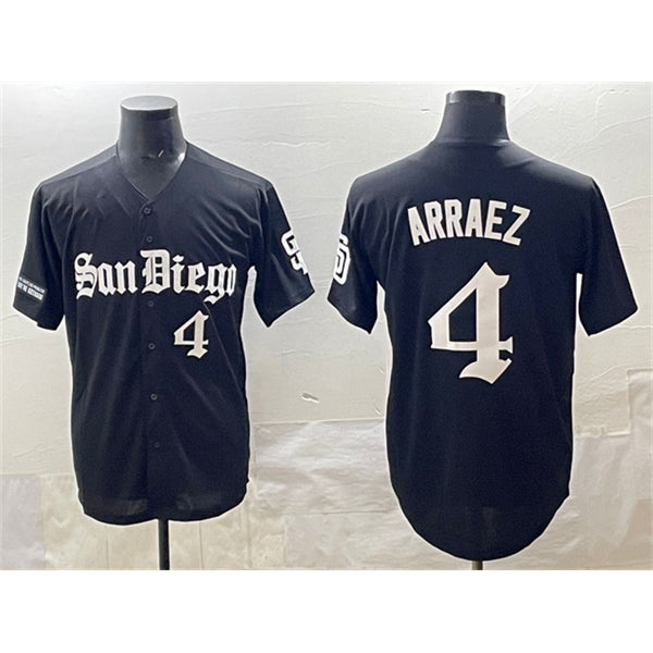 San Diego Padres #4 Luis Arraez Black Jereymy Gothic Edition Vapor Limited Stitched Jersey
