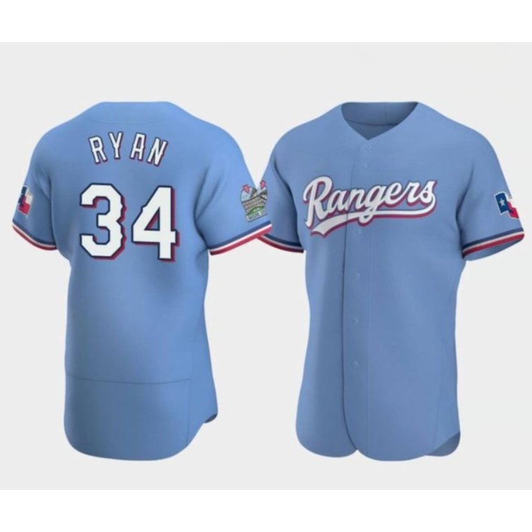 Texas Rangers #34 Nolan Ryan Blue Jereymy Flex Base Stitched Jersey