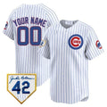 Custom Chicago Cubs 2024 Jackie Robinson Patch Vapor Premier Limited Jersey V2 ¨C White Alternate Jereymy