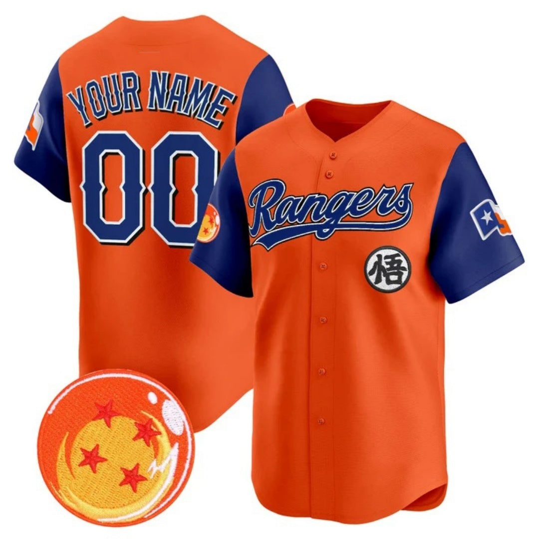 Custom Texas Rangers x Dragon Ball Royal Orange Jereymy Vapor Premier Limited Jersey - All Stitched