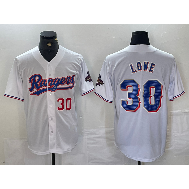 Texas Rangers #30 Nathaniel Lowe Number White Jereymy 2024 Gold Collection Limited Cool Base Jerseys