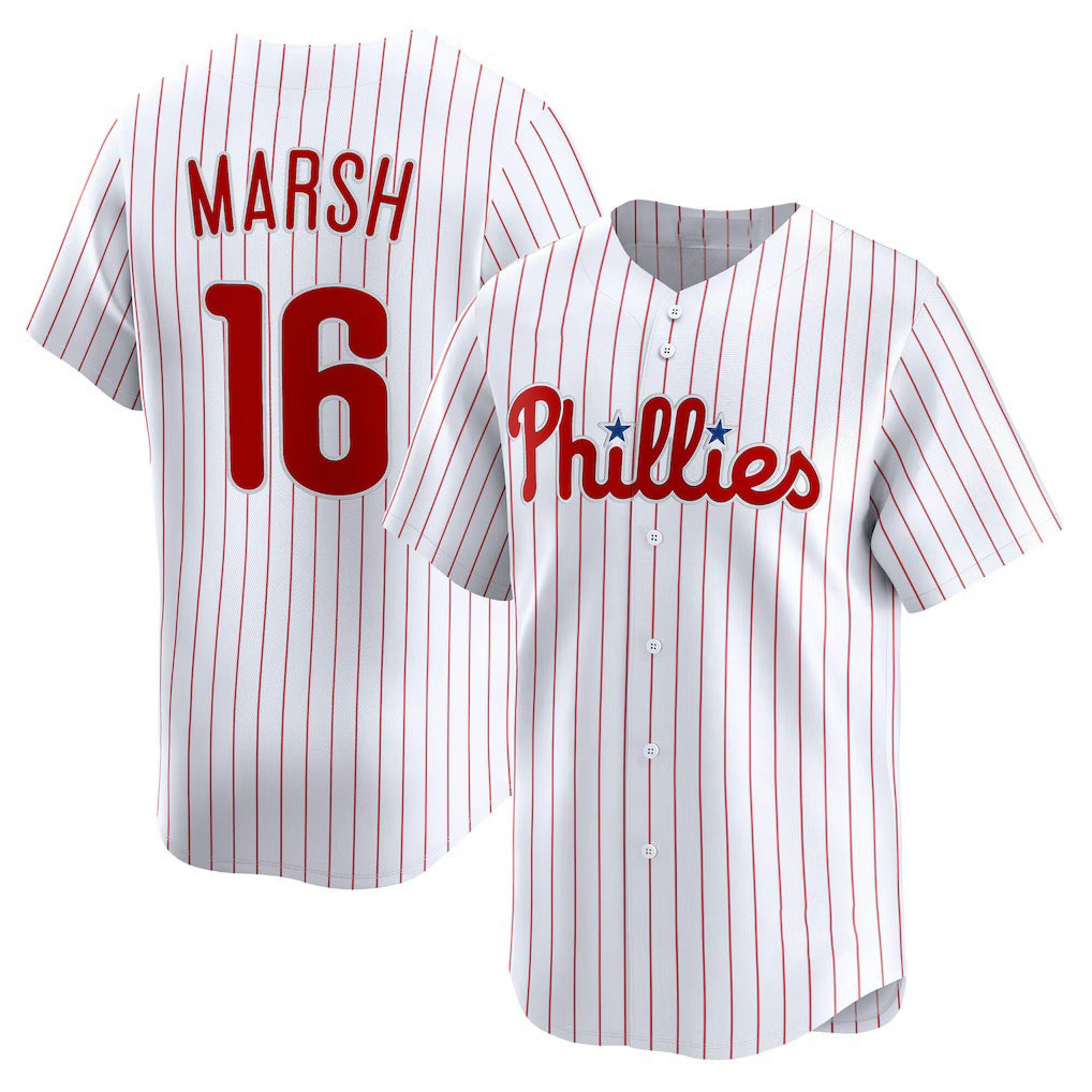Philadelphia Phillies #16 Brandon Marsh White Jereymy Home Limited Player Jersey