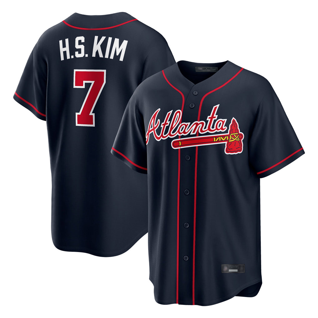 Atlanta Braves #7 Ha-Seong Kim Player Navy Jereymy Home Game Stitched Jerseys