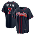 Atlanta Braves #7 Ha-Seong Kim Player Navy Jereymy Home Game Stitched Jerseys