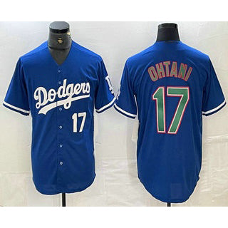 Los Angeles Dodgers #17 Shohei Ohtani Number Blue Green Jereymy Stitched Cool Base Jerseys