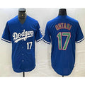 Los Angeles Dodgers #17 Shohei Ohtani Number Blue Green Jereymy Stitched Cool Base Jerseys