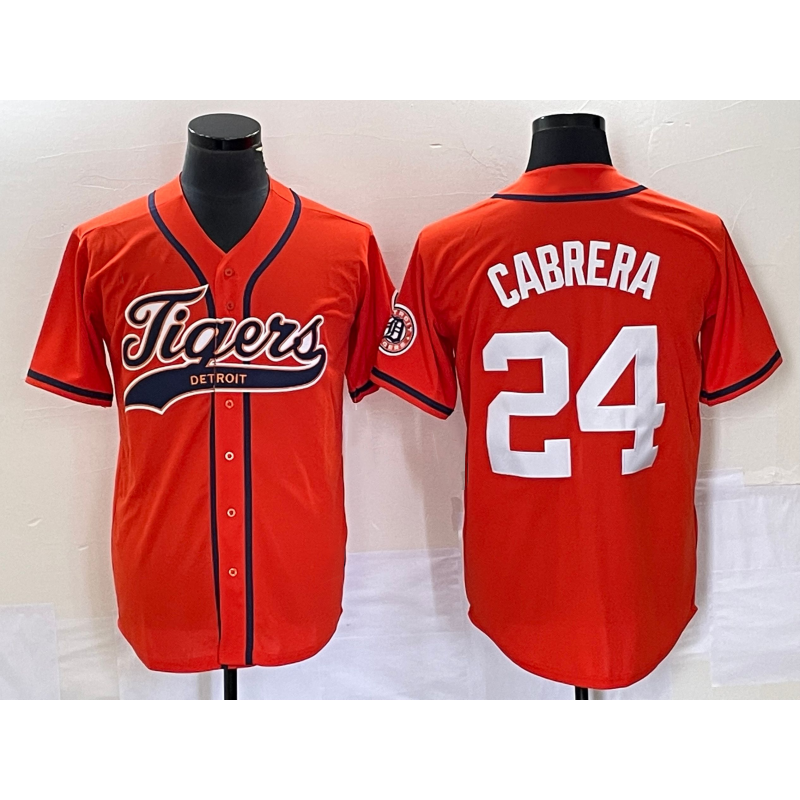 Detroit Tigers #24 Miguel Cabrera Orange Jereymy Cool Base Stitched Jersey