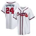 Atlanta Braves #24 Deion Sanders White Jereymy Home Retired Player Replica Jersey
