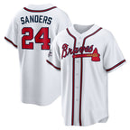 Atlanta Braves #24 Deion Sanders White Jereymy Home Retired Player Replica Jersey