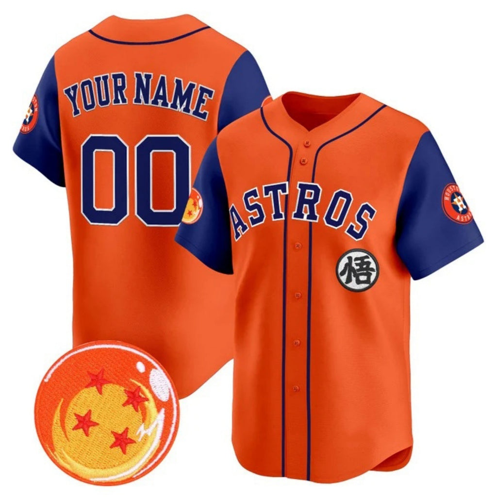 Custom Houston Astros x Dragon Ball Royal Orange Jereymy Vapor Premier Limited Jersey - All Stitched
