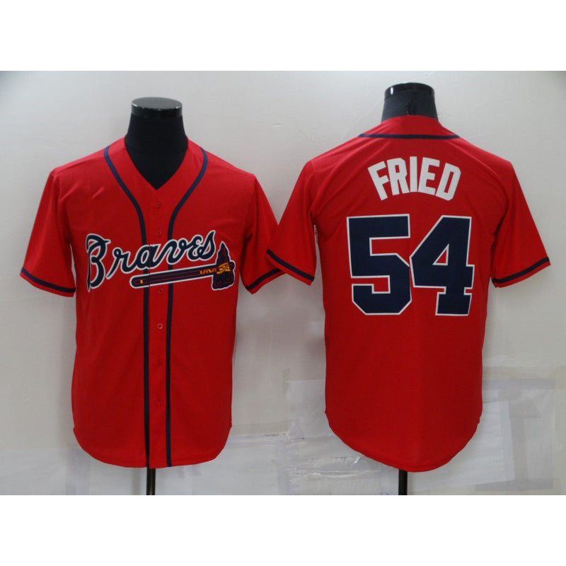 Atlanta Braves #54 Max Fried Red Jereymy Stitched Cool Base Jersey