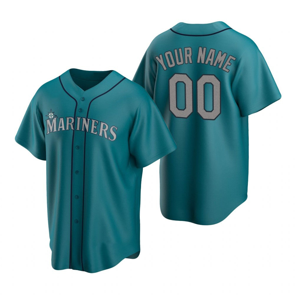Custom Seattle Mariners Aqua Jereymy Stitched Cool Base Jersey